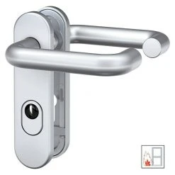 BAUHAUS Basi Schutzbeschlag SB/FS 2200K ES1 Feuerschutztür, Aluminium, Türstärke 44-66 mm, beidseitiger Drücker, mit Zylinderabdeckung