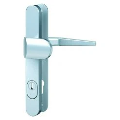 BAUHAUS Basi Schmalrahmengarnitur ES0 VMS Hauseingangstür, Silber, mit Zylinderabdeckung, Knopf außen, Drücker innen, 15 mm Stärke