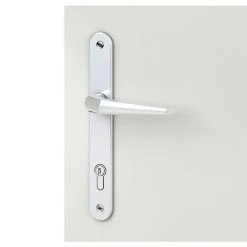 BAUHAUS Basi Schmalrahmengarnitur ES0 VMS Hauseingangstür, Silber, mit Zylinderabdeckung, Knopf außen, Drücker innen, 15 mm Stärke -Online-Shop Türzargen 12 1036