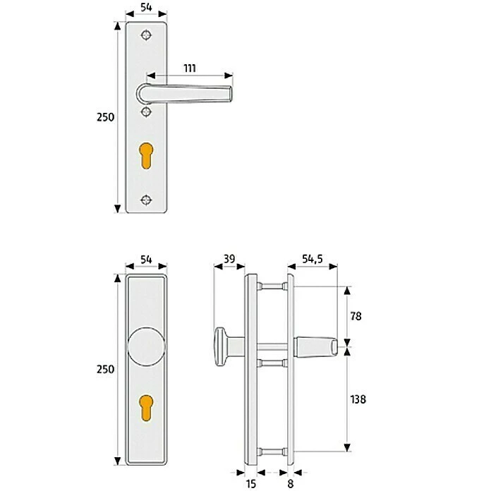 BAUHAUS Abus Schutzbeschlag KLN 314 für Wohnungsabschlusstür, Neusilber, Türstärke 37-47 mm, beidseitiger Drücker 2 BAUHAUS Abus Schutzbeschlag KLN 314 für Wohnungsabschlusstür, Neusilber, Türstärke 37-47 mm, beidseitiger Drücker – Bild 2