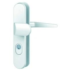 BAUHAUS Basi Schutzbeschlag ES0 VMS für Hauseingangstüren, Weiß, 92 mm Distanznorm, mit Zylinderabdeckung, 15 mm Schild/Rosette