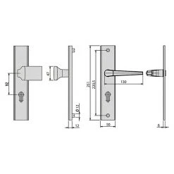 BAUHAUS Basi Schutzbeschlag ES0 VMS für Hauseingangstüren, Silber, Knopf Außen, Drücker Innen, 92 mm Distanznorm, 12 mm Schild/Rosette -Online-Shop Türzargen 12 1066