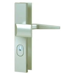 BAUHAUS Basi Schutzbeschlag ES0 VMS-ZA für Hauseingangstüren, Aluminium, 72 mm Distanznorm, eckiger Drücker, 15 mm Schild/Rosette