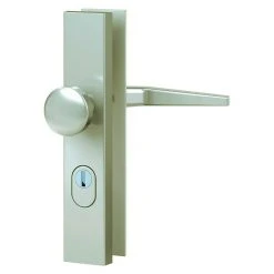 BAUHAUS Basi Schutzbeschlag ES0 VMS-ZA für Hauseingangstüren, Aluminium, 72 mm Distanznorm, runder Drücker, 15 mm Schild/Rosette