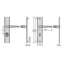 BAUHAUS Basi Schutzbeschlag ES0 VMS Zimmertür, Silber, Drücker Beidseitig, 72 mm Distanznorm, mit Zylinderabdeckung -Online-Shop Türzargen 12 1114