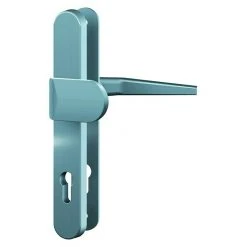 BAUHAUS Basi Schmalrahmengarnitur ES0 VMS Hauseingangstür, Edelstahlfarben, ohne Zylinderabdeckung, Knopf Außen, Drücker Innen, 15 mm Stärke