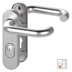 BAUHAUS Basi Schutzbeschlag SB/FS 2200K ES1 Feuerschutztür, Edelstahl, Türstärke 44-66 mm, beidseitiger Drücker, mit Zylinderabdeckung