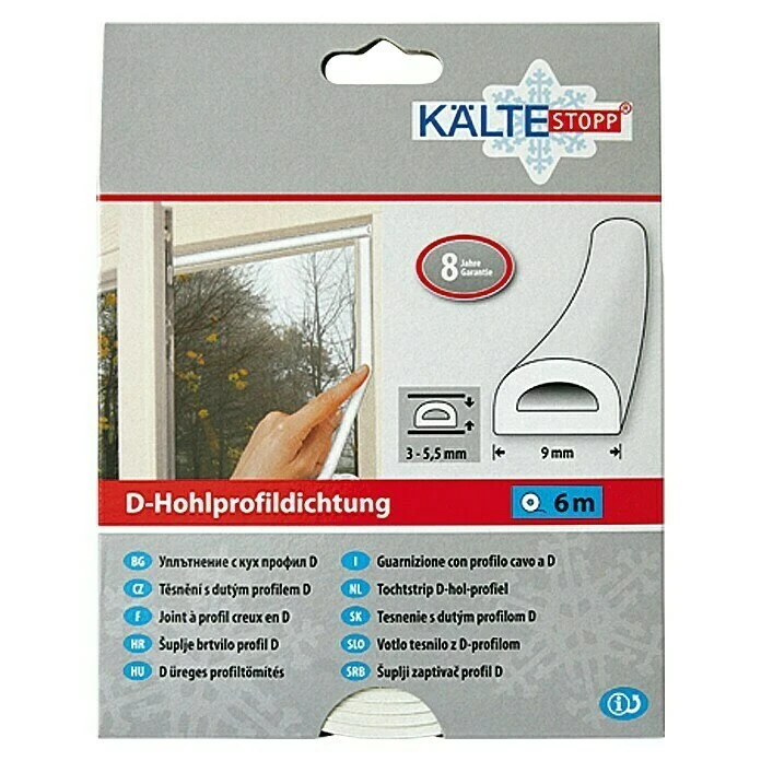 BAUHAUS KÄLTESTOPP D-Hohlprofildichtung Weiß, 6 m x 9 mm x 6 mm, für Spaltenbreiten 3 - 5,5 mm | Fensterdichtung 1 BAUHAUS KÄLTESTOPP D-Hohlprofildichtung Weiß, 6 m x 9 mm x 6 mm, für Spaltenbreiten 3 - 5,5 mm | Fensterdichtung