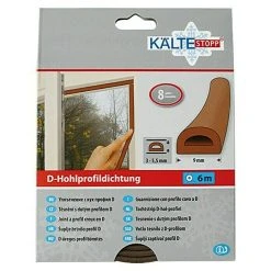 BAUHAUS KÄLTESTOPP D-Hohlprofildichtung Braun, 6 m x 9 mm x 6 mm, für Spaltenbreiten 3 - 5,5 mm | Fensterdichtung