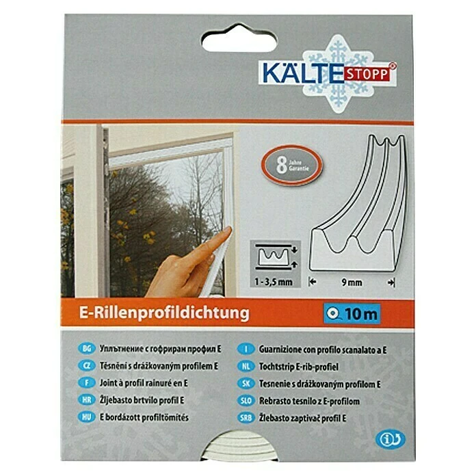 BAUHAUS KÄLTESTOPP E-Rillenprofildichtung Weiß, 10 M X 9 Mm X 4 Mm, Spaltenbreiten 1 - 3,5 Mm | Fensterdichtung für optimale Isolierung 1 BAUHAUS KÄLTESTOPP E-Rillenprofildichtung Weiß, 10 M X 9 Mm X 4 Mm, Spaltenbreiten 1 - 3,5 Mm | Fensterdichtung für optimale Isolierung