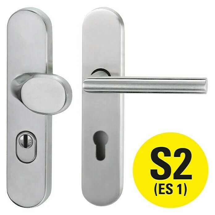 BAUHAUS Diamond Doors Modern Schutzbeschlag Warrior Schildgarnitur Wohnungsabschlusstür, Edelstahl, Türstärke 35-45 mm, DIN 18257 ES1 1 BAUHAUS Diamond Doors Modern Schutzbeschlag Warrior Schildgarnitur Wohnungsabschlusstür, Edelstahl, Türstärke 35-45 mm, DIN 18257 ES1