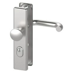 BAUHAUS Basi Schutzbeschlag SB 7500 ES0 für Hauseingangstüren | Edelstahl | Türstärke 38-45 mm | Knopf Außen, Drücker Innen | Mit Zylinderabdeckung