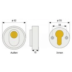 BAUHAUS Abus Sicherheitsrosette RHZS 415 für Holztüren, Edelstahl, 15 mm Stärke – Hochwertiger Sicherheitsbeschlag -Online-Shop Türzargen 12 529