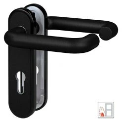 BAUHAUS Basi Schutzbeschlag ZT/FS 2150 Feuerschutztür, Schwarz, Türstärke 44-66 mm, beidseitiger Drücker, abgerundet