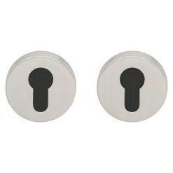 BAUHAUS Diamond Doors Schutzrosettenpaar Rund, Edelstahl Matt - Sicherheitsbeschläge für Eingangstüren