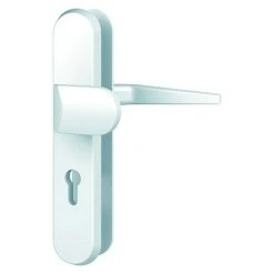 BAUHAUS Basi Schutzbeschlag ES0 VMS für Hauseingangstüren, Weiß, 92 mm Distanznorm, ohne Zylinderabdeckung, 15 mm Schild/Rosette