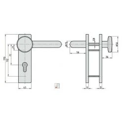 BAUHAUS Basi Schutzbeschlag ZT/FS 2100 für Feuerschutztüren, Aluminium, Türstärke 44-66 mm, Knopf außen, Drücker innen -Online-Shop Türzargen 12 632