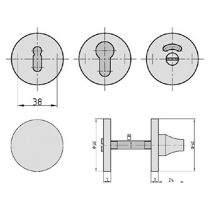 BAUHAUS Basi Blindrosette ZBR 3110 - 50 mm Durchmesser, für Türstärke 38-45 mm | Sicherheitsbeschlag für Eingangstüren 2 BAUHAUS Basi Blindrosette ZBR 3110 - 50 mm Durchmesser, für Türstärke 38-45 mm | Sicherheitsbeschlag für Eingangstüren – Bild 2