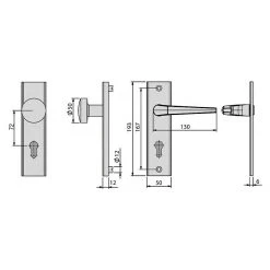 BAUHAUS Basi Schutzbeschlag ES0 VMS für Hauseingangstüren, Silber, 72 mm Distanznorm, ohne Zylinderabdeckung, Knopf außen, Drücker innen -Online-Shop Türzargen 12 651