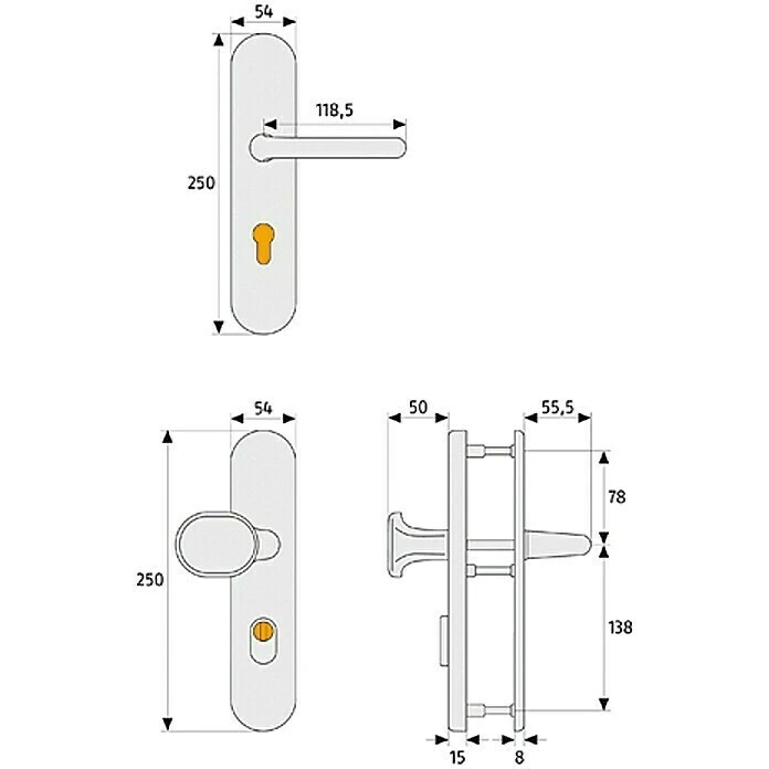 BAUHAUS Abus Schutzbeschlag KLZS 714 für Wohnungsabschlusstür | Edelstahl | Türstärke 37-47 mm | Knopf Außen, Drücker Innen 2 BAUHAUS Abus Schutzbeschlag KLZS 714 für Wohnungsabschlusstür | Edelstahl | Türstärke 37-47 mm | Knopf Außen, Drücker Innen – Bild 2