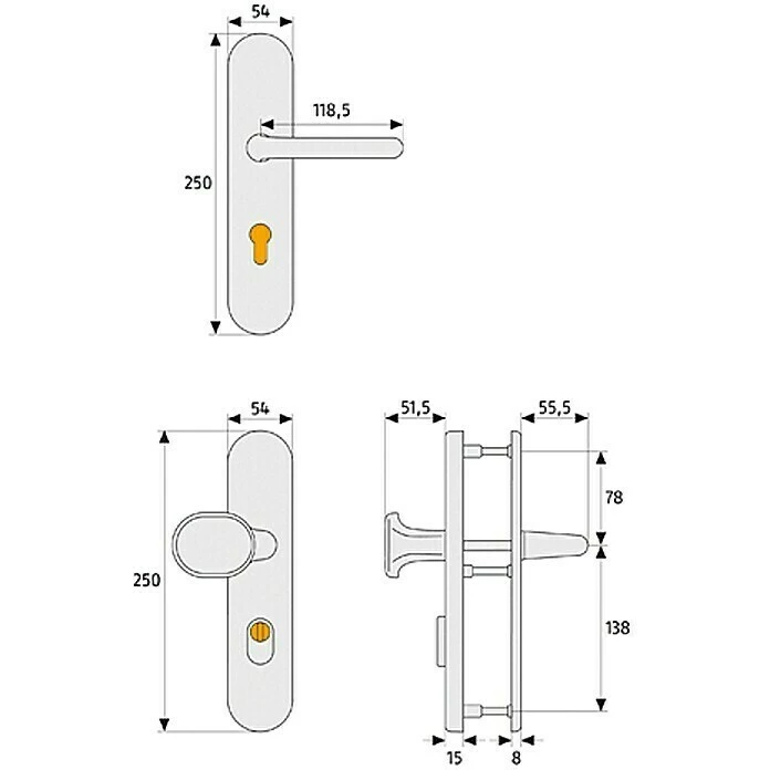 BAUHAUS Abus Schutzbeschlag HLZS 814 für Hauseingangstüren | Edelstahl | Türstärke 52-72 mm | Knopf Außen, Drücker Innen 2 BAUHAUS Abus Schutzbeschlag HLZS 814 für Hauseingangstüren | Edelstahl | Türstärke 52-72 mm | Knopf Außen, Drücker Innen – Bild 2