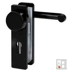 BAUHAUS Basi Schutzbeschlag ZT/FS 2150 Feuerschutztür, Schwarz, 44-66 mm Türstärke, Knopf Außen, Drücker Innen, Eckig