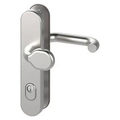 BAUHAUS Basi Schutzbeschlag SB 7500 ES1 für Hauseingangstüren, Edelstahl, Türstärke 50-70 mm, Knopf außen, Drücker innen, mit Zylinderabdeckung