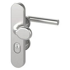 BAUHAUS Basi Schutzbeschlag SBK 7500 ES1 Kombi für Hauseingangstüren, Edelstahl, Türstärke 38-45 mm, Knopf außen, Drücker innen, L-Form