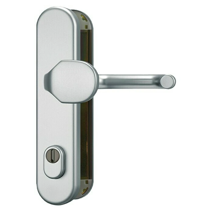 BAUHAUS Abus Schutzbeschlag HLZS814 für Hauseingangstüren | Aluminium | Türstärke 52-72 mm | Knopf Außen, Drücker Innen | Abgerundetes Schild 1 BAUHAUS Abus Schutzbeschlag HLZS814 für Hauseingangstüren | Aluminium | Türstärke 52-72 mm | Knopf Außen, Drücker Innen | Abgerundetes Schild