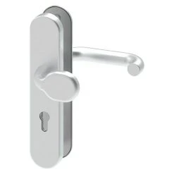 BAUHAUS Basi Schutzbeschlag SB 7500 ES1 für Hauseingangstüren, Aluminium, Türstärke 38-45 mm, Knopf außen, Drücker innen, ohne Zylinderabdeckung