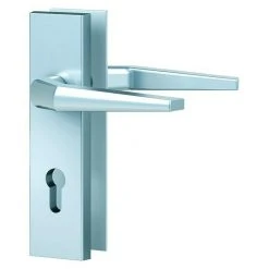 BAUHAUS Basi Schutzbeschlag für Türen, Silber, Türstärke 38-42 mm, Drücker beidseitig – Sicherheitsbeschlag für Eingangstüren