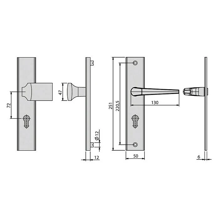 BAUHAUS Basi Schutzbeschlag ES0 VMS IROX für Hauseingangstüren, Edelstahlfarben, 72 mm Distanznorm, Knopf außen, Drücker innen, ohne Zylinderabdeckung 3 BAUHAUS Basi Schutzbeschlag ES0 VMS IROX für Hauseingangstüren, Edelstahlfarben, 72 mm Distanznorm, Knopf außen, Drücker innen, ohne Zylinderabdeckung – Bild 3