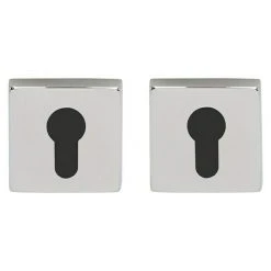 BAUHAUS Diamond Doors Schutzrosettenpaar - Eckig, Edelstahl, Glänzend - Sicherheitsbeschläge für Eingangstüren