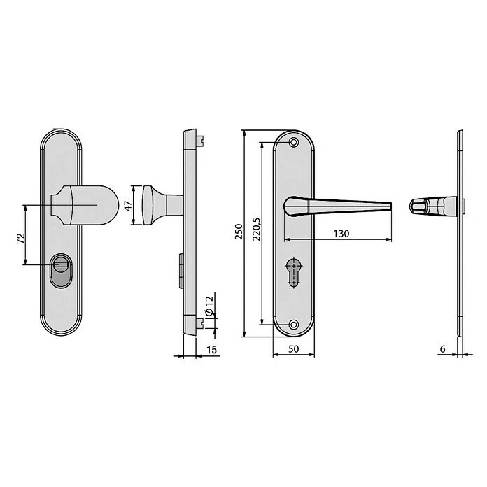 BAUHAUS Basi Schutzbeschlag ES0 VMS Wohnungsabschlusstür, Silber, 72 mm Distanznorm, mit Zylinderabdeckung, 15 mm Schild/Rosette 3 BAUHAUS Basi Schutzbeschlag ES0 VMS Wohnungsabschlusstür, Silber, 72 mm Distanznorm, mit Zylinderabdeckung, 15 mm Schild/Rosette – Bild 3