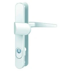 BAUHAUS Basi Schmalrahmengarnitur ES0 VMS Hauseingangstür, Weiß, mit Zylinderabdeckung, Knopf außen, Drücker innen, 15 mm Stärke