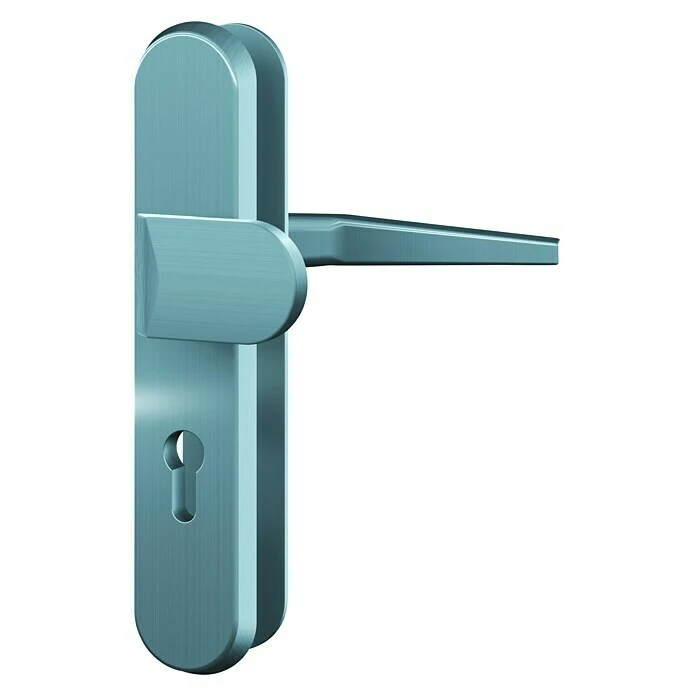 BAUHAUS Basi Schutzbeschlag ES0 VMS Wohnungsabschlusstür, Edelstahlfarben, 72 mm Distanznorm, Gekröpfter Drücker, Ohne Zylinderabdeckung 1 BAUHAUS Basi Schutzbeschlag ES0 VMS Wohnungsabschlusstür, Edelstahlfarben, 72 mm Distanznorm, Gekröpfter Drücker, Ohne Zylinderabdeckung