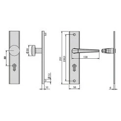 BAUHAUS Basi Schutzbeschlag ES0 VMS für Hauseingangstüren, Silber, 88 mm Distanznorm, 12 mm Schild/Rosette, runder Drücker -Online-Shop Türzargen 12 830