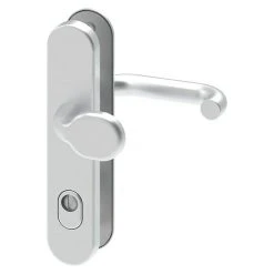 BAUHAUS Basi Schutzbeschlag SB 7500 ES1 für Hauseingangstüren | Aluminium | Türstärke 38-45 mm | Knopf Außen, Drücker Innen | Mit Zylinderabdeckung