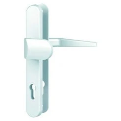 BAUHAUS Basi Schmalrahmengarnitur ES0 VMS Hauseingangstür, Weiß, 92 mm Distanznorm, Knopf Außen, Drücker Innen, 12 mm Schild/Rosette