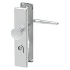 BAUHAUS Basi Schutzbeschlag SB 7500 ES0 für Hauseingangstüren, Aluminium, Türstärke 50-70 mm, Knopf außen, Drücker innen, mit Zylinderabdeckung