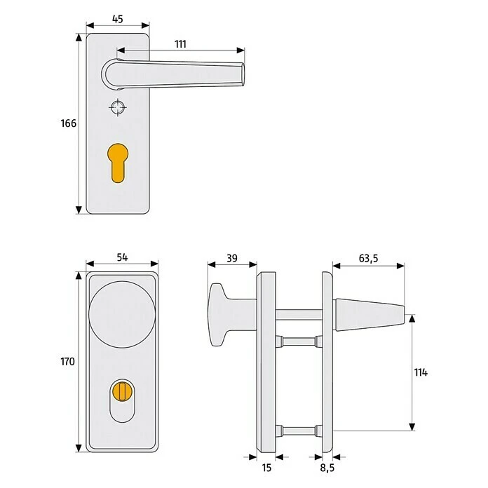 BAUHAUS Abus Schutzbeschlag KKZS700 für Wohnungsabschlusstüren, Neusilber, Türstärke 37-47 mm, beidseitiger Drücker 2 BAUHAUS Abus Schutzbeschlag KKZS700 für Wohnungsabschlusstüren, Neusilber, Türstärke 37-47 mm, beidseitiger Drücker – Bild 2