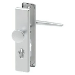 BAUHAUS Basi Schutzbeschlag SB 7500 ES0 für Hauseingangstüren | Aluminium | Türstärke 50-70 mm | Knopf Außen, Drücker Innen | Ohne Zylinderabdeckung