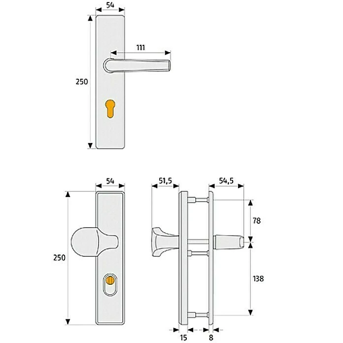 BAUHAUS Abus Schutzbeschlag HLZS 814 für Hauseingangstüren, Neusilber, Türstärke 52-72 mm, Knopf außen, Drücker innen 2 BAUHAUS Abus Schutzbeschlag HLZS 814 für Hauseingangstüren, Neusilber, Türstärke 52-72 mm, Knopf außen, Drücker innen – Bild 2