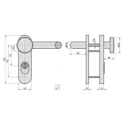 BAUHAUS Basi Schutzbeschlag SB/FS 2200K ES1 für Feuerschutztüren, Aluminium, Türstärke 44-66 mm, Knopf außen, Drücker innen, mit Zylinderabdeckung -Online-Shop Türzargen 12 887