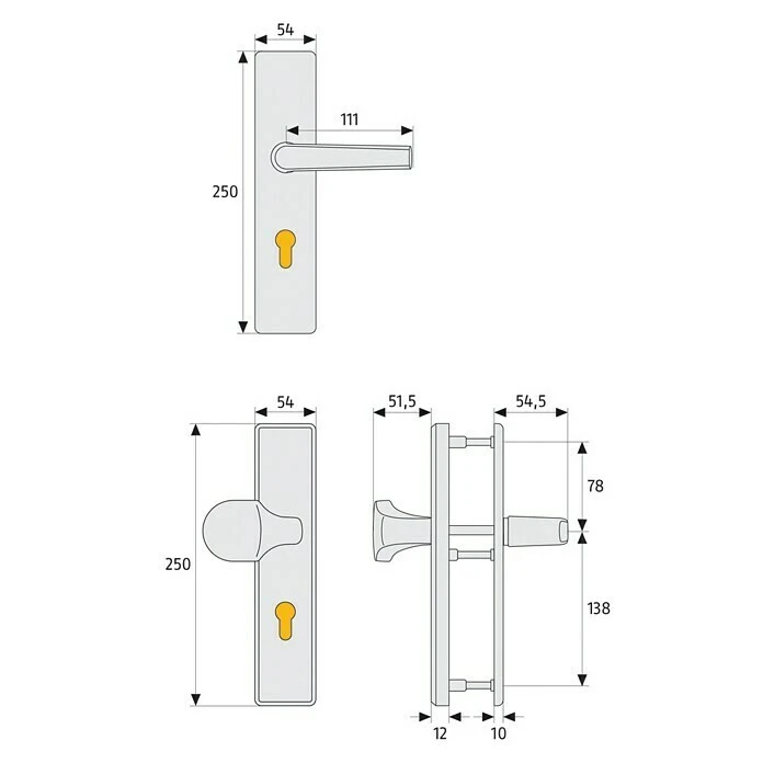 BAUHAUS Abus Schutzbeschlag HLT612 für Hauseingangstüren, Neusilber, Türstärke 52-72 mm, beidseitiger Drücker 2 BAUHAUS Abus Schutzbeschlag HLT612 für Hauseingangstüren, Neusilber, Türstärke 52-72 mm, beidseitiger Drücker – Bild 2