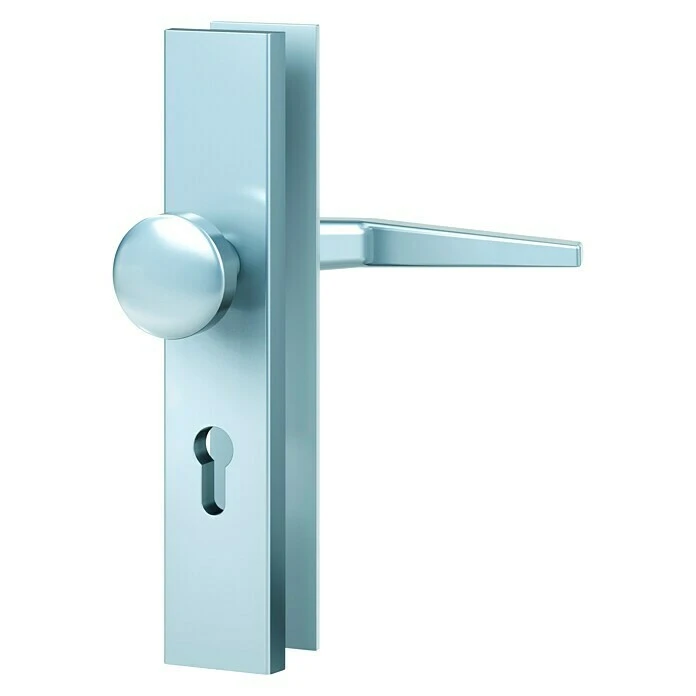 BAUHAUS Basi Schutzbeschlag ES0 VMS für Hauseingangstüren, Aluminium, 72 mm Distanznorm, runder Drücker, 12 mm Schild/Rosette 1 BAUHAUS Basi Schutzbeschlag ES0 VMS für Hauseingangstüren, Aluminium, 72 mm Distanznorm, runder Drücker, 12 mm Schild/Rosette