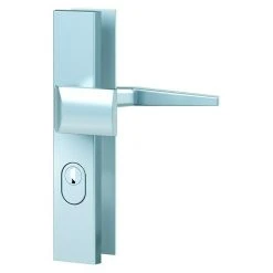 BAUHAUS Basi Schutzbeschlag ES0 VMS-ZA für Hauseingangstüren, Silber, 72 mm Distanznorm, Eckiger Drücker, 15 mm Schild/Rosette