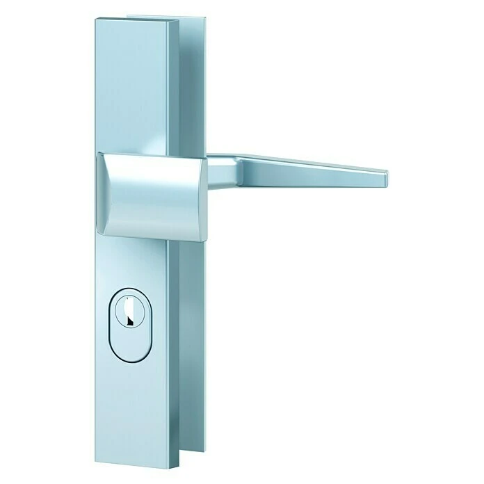 BAUHAUS Basi Schutzbeschlag ES0 VMS-ZA für Hauseingangstüren, Silber, 72 mm Distanznorm, Eckiger Drücker, 15 mm Schild/Rosette 1 BAUHAUS Basi Schutzbeschlag ES0 VMS-ZA für Hauseingangstüren, Silber, 72 mm Distanznorm, Eckiger Drücker, 15 mm Schild/Rosette