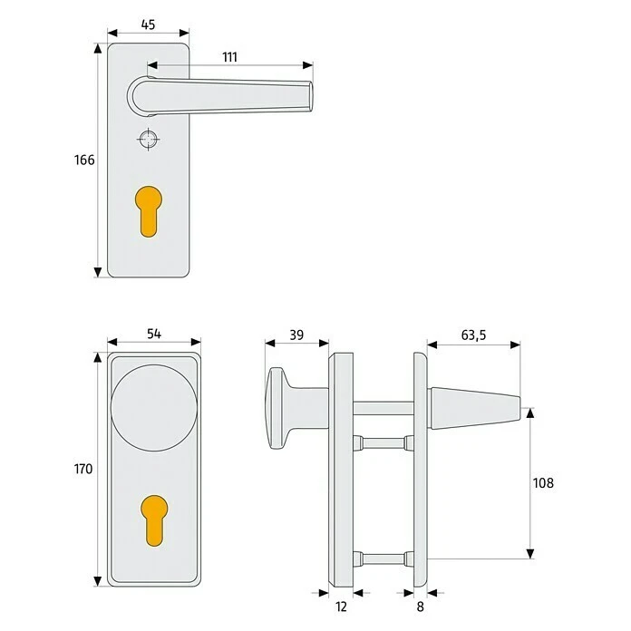 BAUHAUS Abus Schutzbeschlag KKT512 für Wohnungsabschlusstür, Neusilber, Türstärke 37-47 mm, beidseitiger Drücker 2 BAUHAUS Abus Schutzbeschlag KKT512 für Wohnungsabschlusstür, Neusilber, Türstärke 37-47 mm, beidseitiger Drücker – Bild 2