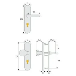 BAUHAUS Abus Schutzbeschlag KLT512 für Feuerschutztüren, Aluminium, Türstärke 37-47 mm, Knopf außen, Drücker innen -Online-Shop Türzargen 12 922